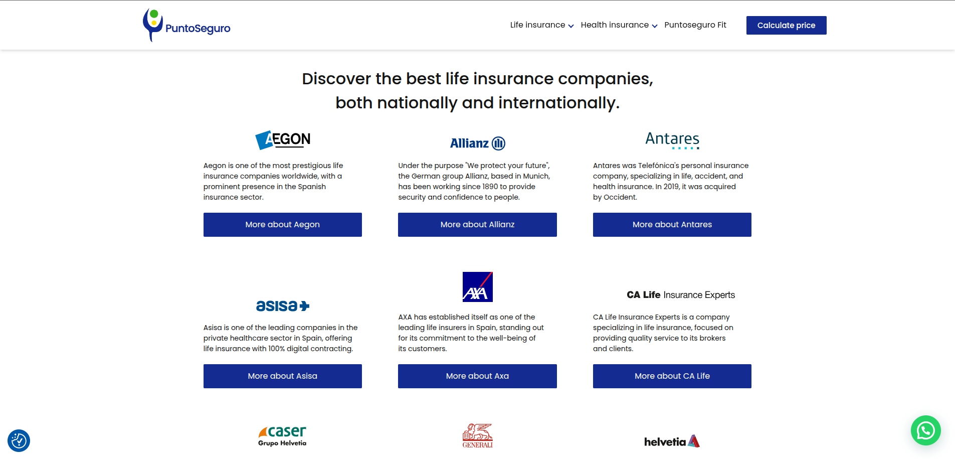 PuntoSeguro insurance screen one