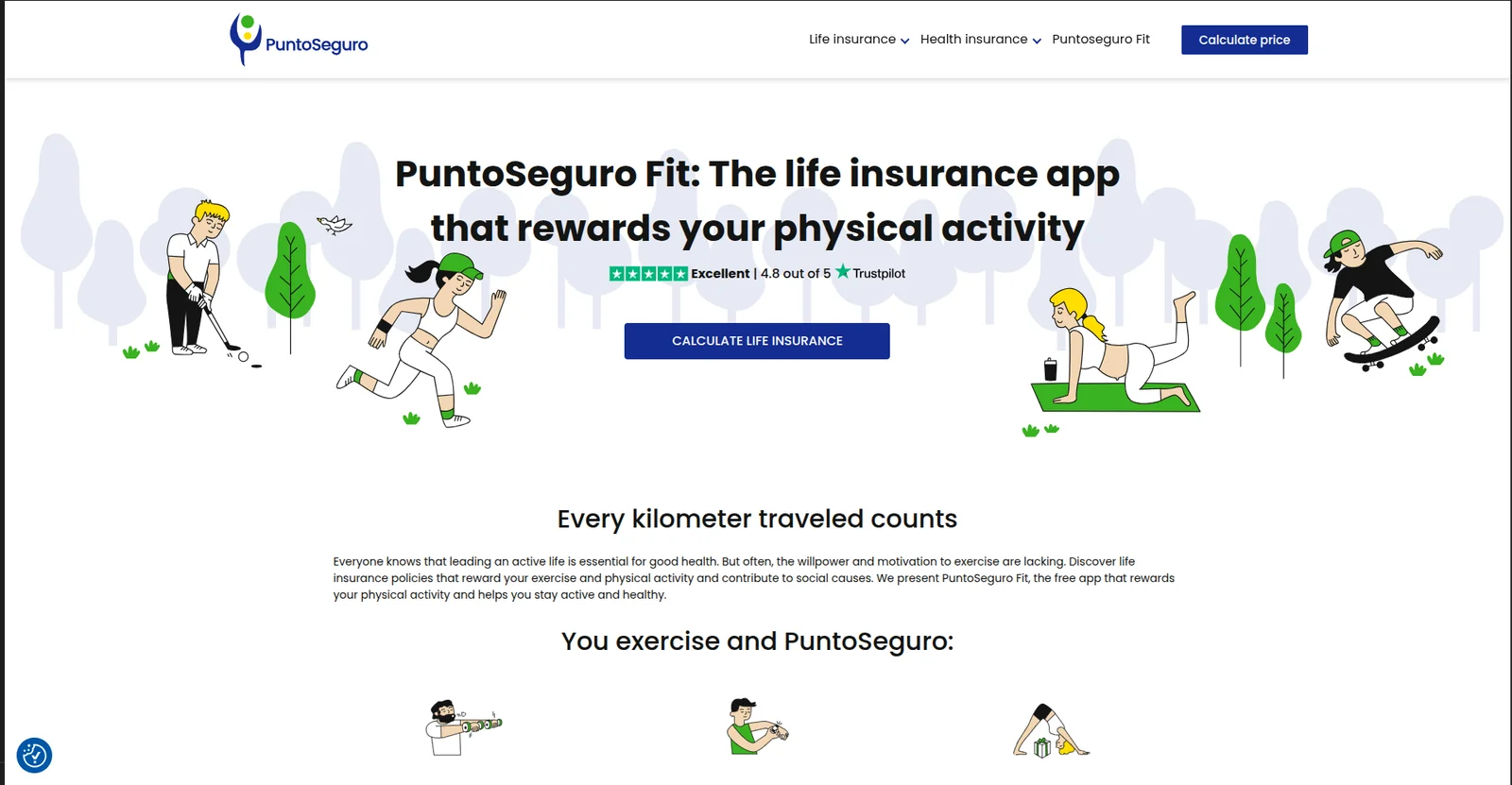 PuntoSeguro mobile app screen guiding the user through a personalized insurance fit